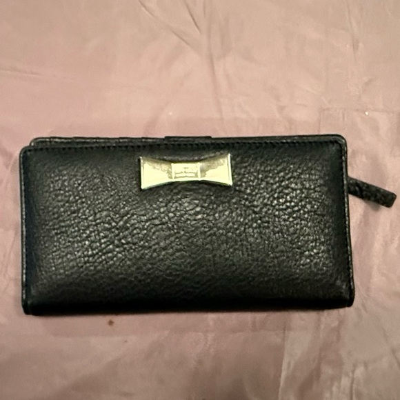 NWOT Kate Spade Maple St Stacy Black/Gold Pebbled Leather Bi-Fold Wallet $198 - Picture 7 of 7